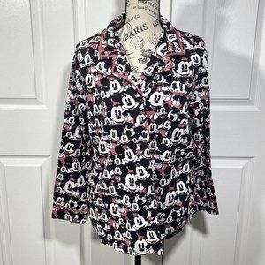 Disney Mickey Minnie Mouse Fleece Pajama Top L